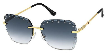 7764AG Rimless Tapered Square Rhinestone - The Sunglass Guy
