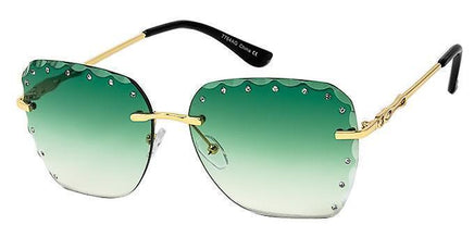 7764AG Rimless Tapered Square Rhinestone - The Sunglass Guy