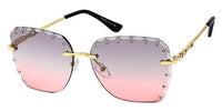7764AG Rimless Tapered Square Rhinestone - The Sunglass Guy