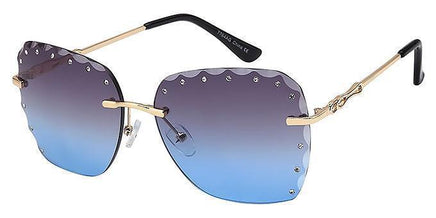 7764AG Rimless Tapered Square Rhinestone - The Sunglass Guy