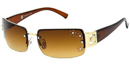 Rimless Rectangle Leo Rhinestone - 8201RS - The Sunglass Guy