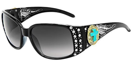 8235CR Turquoise Cross Rhinestone - The Sunglass Guy