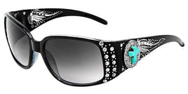 8235CR Turquoise Cross Rhinestone - The Sunglass Guy